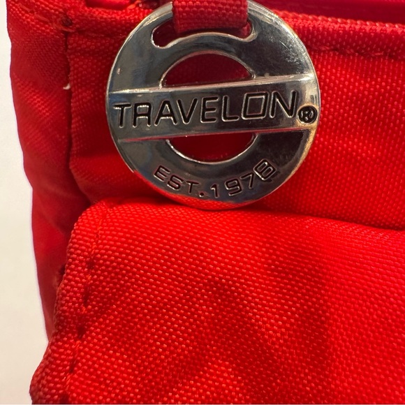 Travelon Crossboy Bag Red Silver Hardware Front Pockets Adjustable Strap - Picture 8 of 13